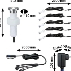 New Paulmann LED-terassivalaisinsarja Plug & Shine MicroPen II, 5-osainen, IP67, 3000K, hopea