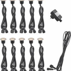 Clearance Malmbergs LED-terassivalosarja Kos 10x0.15W, IP67, harjattu teräs