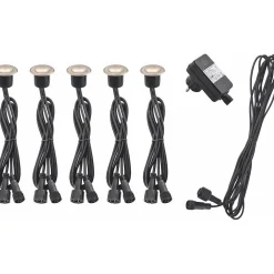 Discount Malmbergs LED-terassivalosarja Kos 5x0.15W, IP67, harjattu teräs