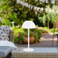 Clearance Trio LED-ulkopöytävalaisin Ricardo, mattavalkoinen, ladattava