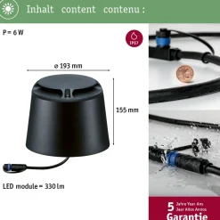 Clearance Paulmann LED-ulkovalaisin Plug & Shine, IP67, 3000K, pinta-asennettava, antrasiitti