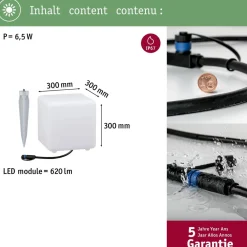 Outlet Paulmann LED-ulkovalaisin Plug & Shine Cube, IP67, 3000K, valkoinen