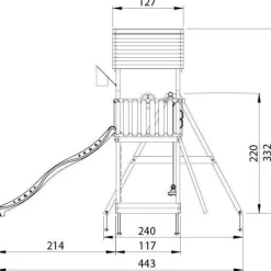Clearance Jungle Gym Leikkitorni Mansion 2.1, 2-Swing Module 220, liukumäki ja 120 kg hiekkaa