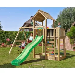 Clearance Jungle Gym Leikkitorni Mansion 2.1, 2-Swing Module 220, liukumäki ja 120 kg hiekkaa