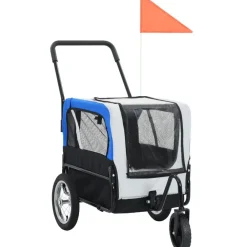 Clearance FinePRICE Lemmikkikärry pyörään/juoksurattaat, 97x56x135cm, harmaa/sininen