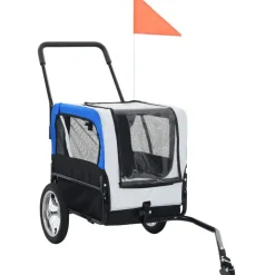 Clearance FinePRICE Lemmikkikärry pyörään/juoksurattaat, 97x56x135cm, harmaa/sininen