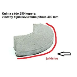 Best Rudus Liimattava reunakivi kulma R250 kupera 490x130x80 mm sileä harmaa