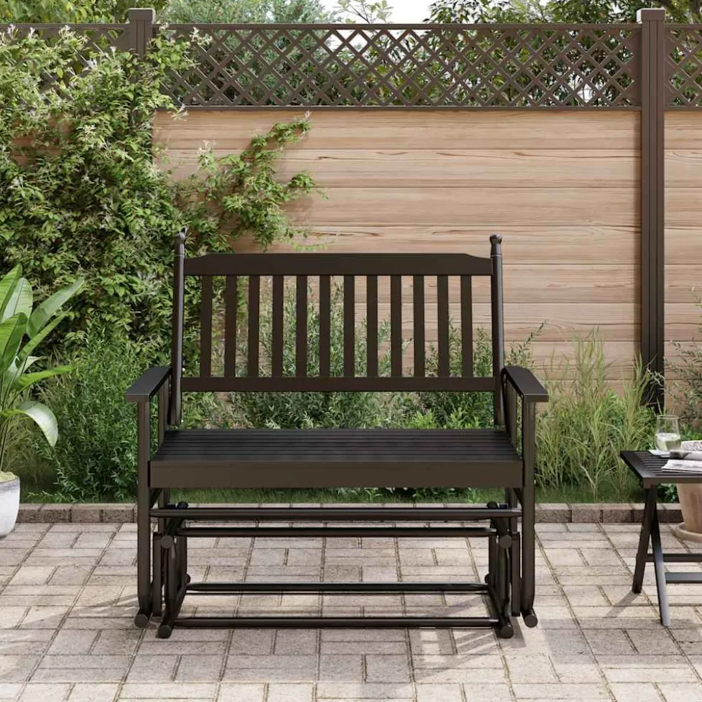 FinePRICE Liukupenkki musta 118x70x104,5 cm täysi haapa (08866)