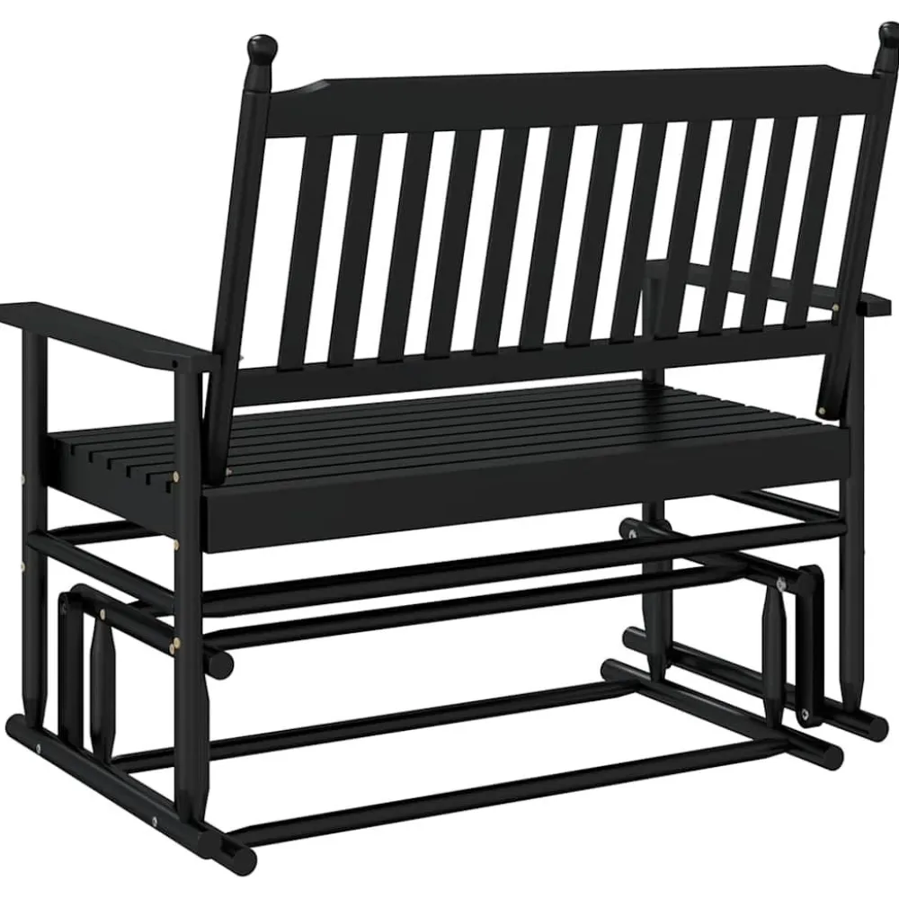 FinePRICE Liukupenkki musta 118x70x104,5 cm täysi haapa (08866)