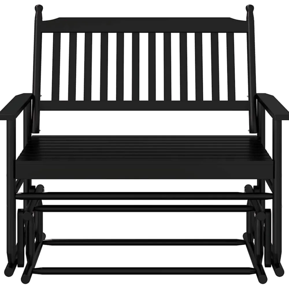 FinePRICE Liukupenkki musta 118x70x104,5 cm täysi haapa (08866)