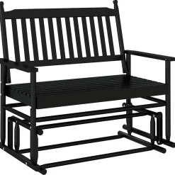 FinePRICE Liukupenkki musta 118x70x104,5 cm täysi haapa (08866)