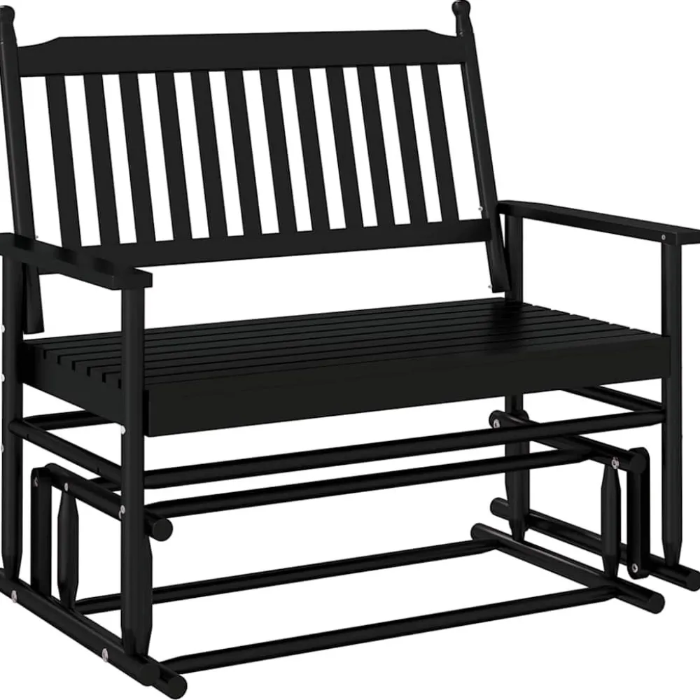 FinePRICE Liukupenkki musta 118x70x104,5 cm täysi haapa (08866)