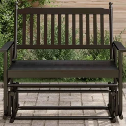 FinePRICE Liukupenkki musta 118x70x104,5 cm täysi haapa (08866)