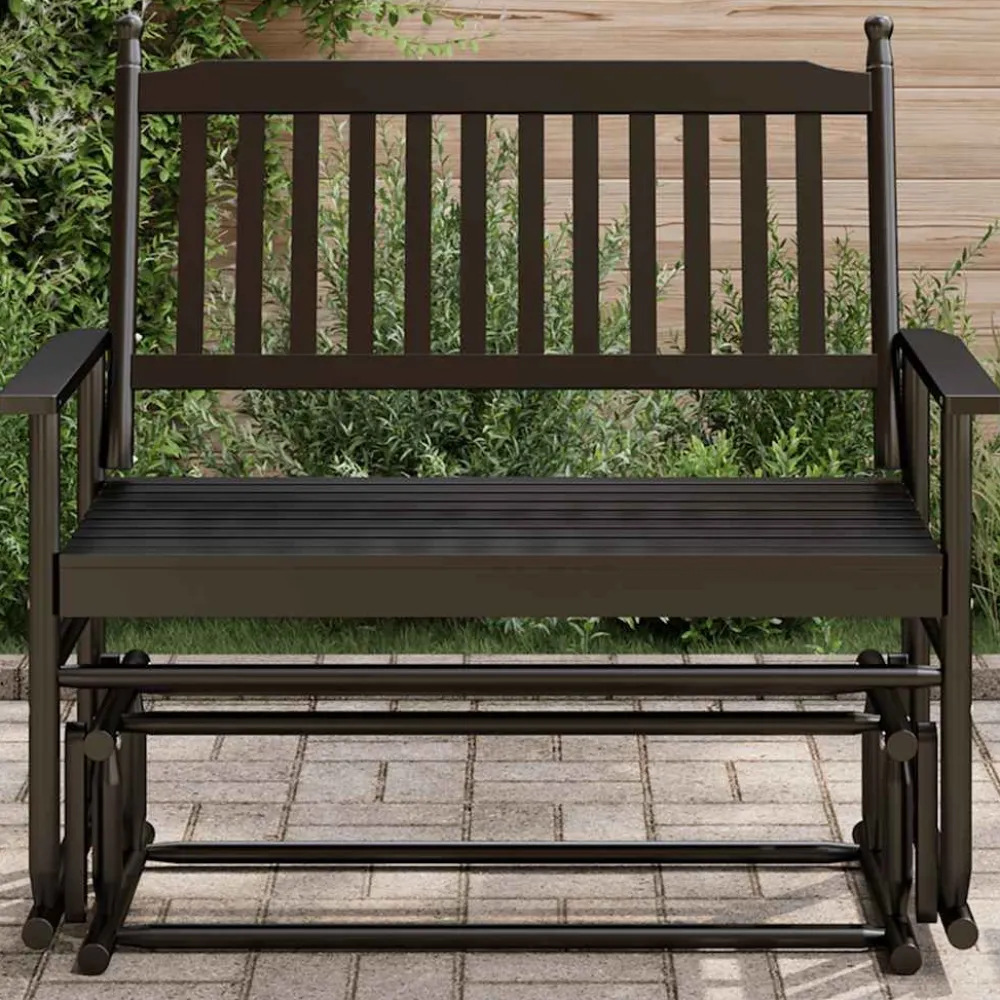 FinePRICE Liukupenkki musta 118x70x104,5 cm täysi haapa (08866)