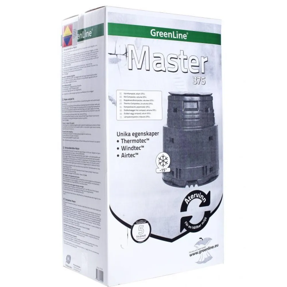 Greenline Lämminkomposti Master 375 L -15°C musta