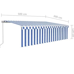 New FinePRICE Manuaalisesti kelattava markiisi 2 verho/LED 3x2,5 m keltainen/valkoinen