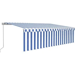 New FinePRICE Manuaalisesti kelattava markiisi 2 verho/LED 3x2,5 m keltainen/valkoinen