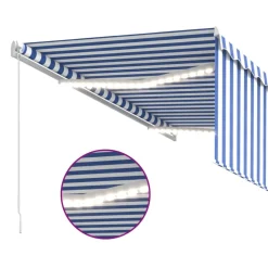 New FinePRICE Manuaalisesti kelattava markiisi 2 verho/LED 3x2,5 m keltainen/valkoinen