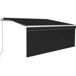 New FinePRICE Manuaalisesti kelattava markiisi 2 verho/LED 3x2,5 m keltainen/valkoinen