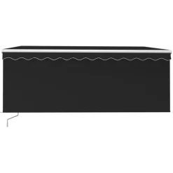 New FinePRICE Manuaalisesti kelattava markiisi 2 verho/LED 3x2,5 m keltainen/valkoinen