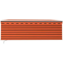 New FinePRICE Manuaalisesti kelattava markiisi 2 verho/LED 3x2,5 m keltainen/valkoinen