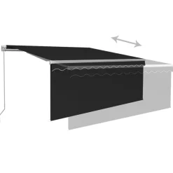 New FinePRICE Manuaalisesti kelattava markiisi 2 verho/LED 3x2,5 m keltainen/valkoinen