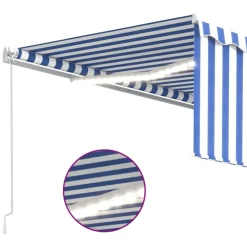 New FinePRICE Manuaalisesti kelattava markiisi 2 verho/LED 3x2,5 m keltainen/valkoinen