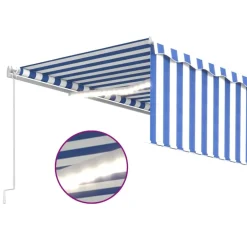 New FinePRICE Manuaalisesti kelattava markiisi 2 verho/LED 3x2,5 m keltainen/valkoinen