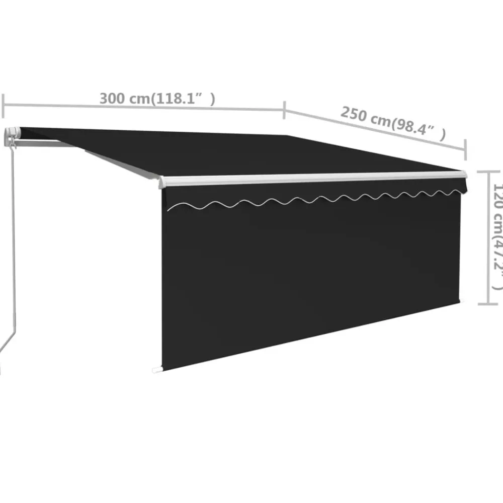 Sale FinePRICE Manuaalisesti kelattava markiisi 2 verhoilla 3x2,5m sininen/valkoinen
