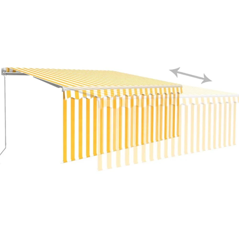 Sale FinePRICE Manuaalisesti kelattava markiisi 2 verhoilla 3x2,5m sininen/valkoinen