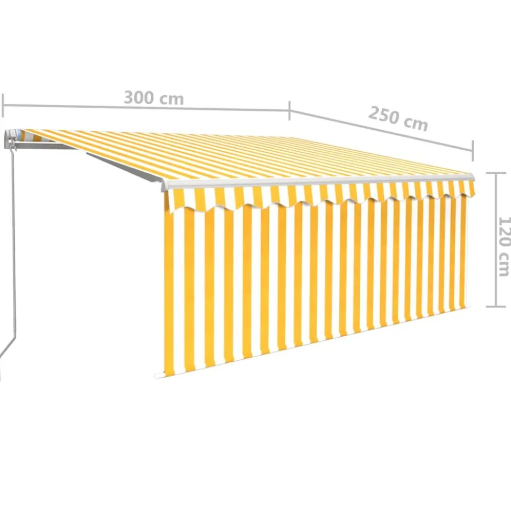 Sale FinePRICE Manuaalisesti kelattava markiisi 2 verhoilla 3x2,5m sininen/valkoinen
