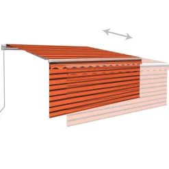 Sale FinePRICE Manuaalisesti kelattava markiisi 2 verhoilla 3x2,5m sininen/valkoinen