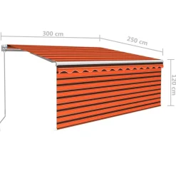 Sale FinePRICE Manuaalisesti kelattava markiisi 2 verhoilla 3x2,5m sininen/valkoinen