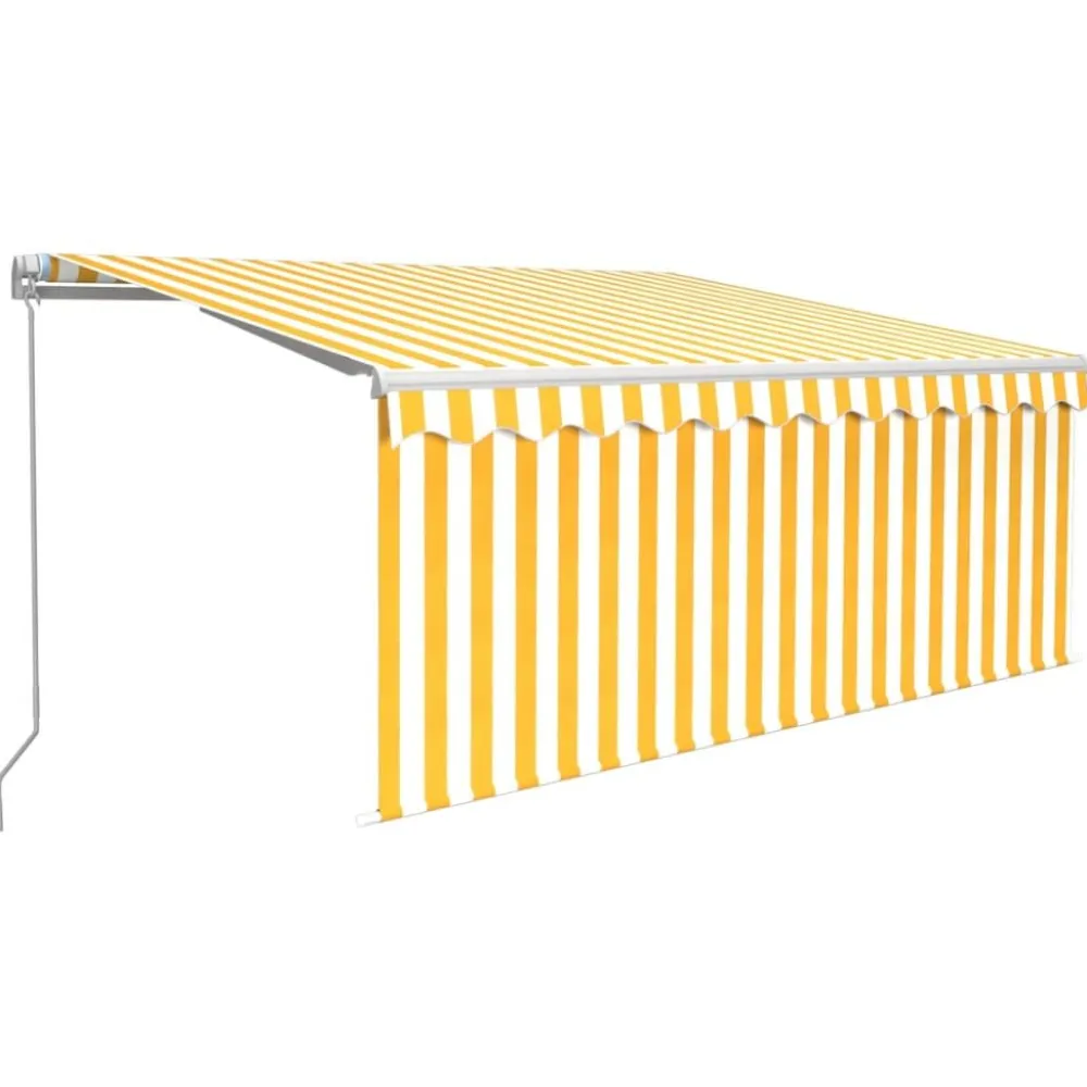 Sale FinePRICE Manuaalisesti kelattava markiisi 2 verhoilla 3x2,5m sininen/valkoinen