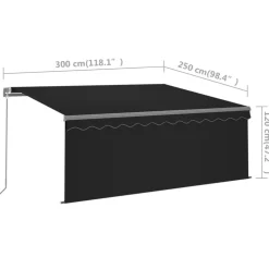 Discount FinePRICE Manuaalisesti kelattava markiisi verhoilla 3x2,5 m kerma