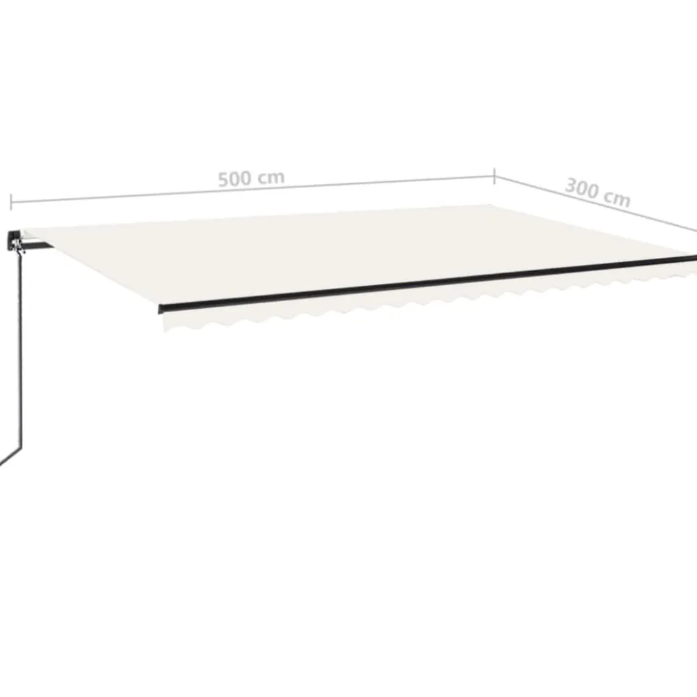 Outlet FinePRICE Manuaalisesti sisäänkelattava markiisi LEDillä 350x250 cm kermanvalkoinen