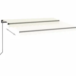 Outlet FinePRICE Manuaalisesti sisäänkelattava markiisi LEDillä 350x250 cm kermanvalkoinen