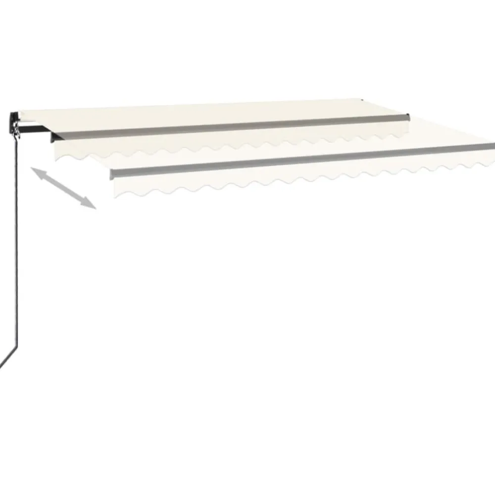 Outlet FinePRICE Manuaalisesti sisäänkelattava markiisi LEDillä 350x250 cm kermanvalkoinen