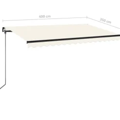 Outlet FinePRICE Manuaalisesti sisäänkelattava markiisi LEDillä 350x250 cm kermanvalkoinen