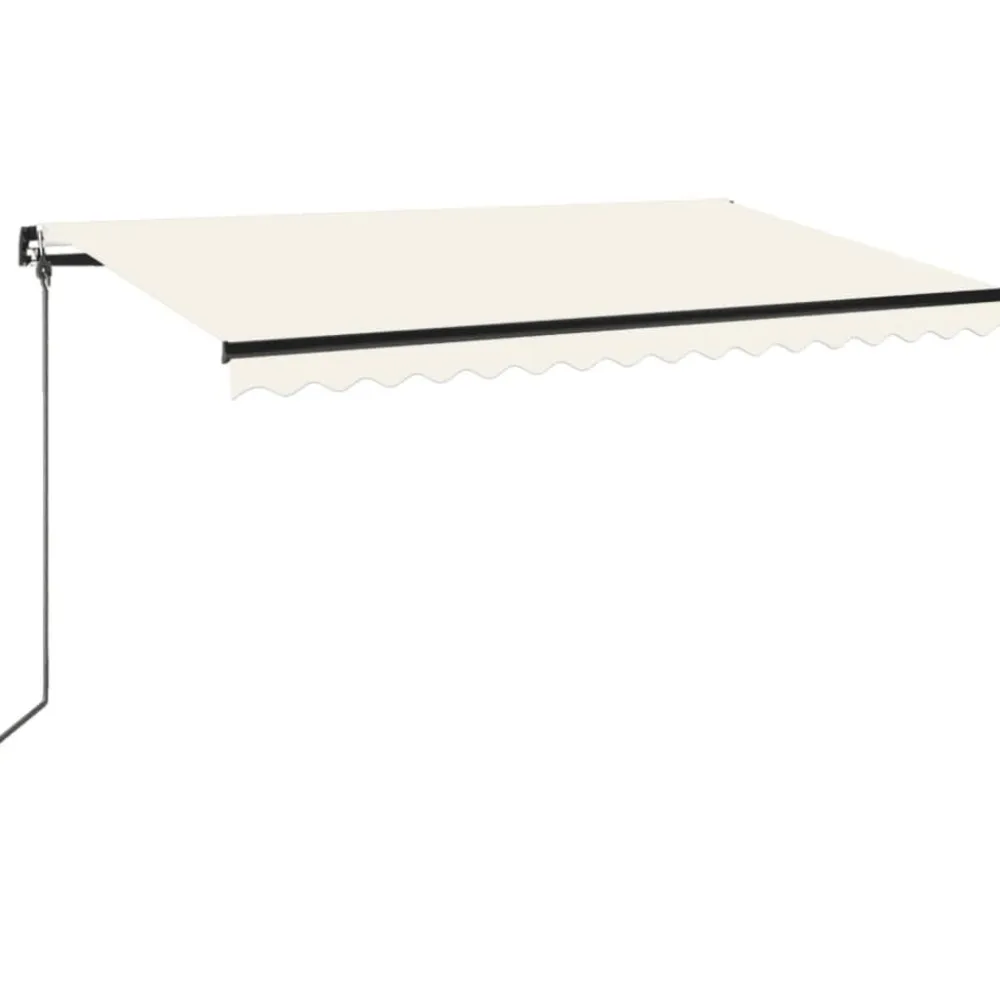 Outlet FinePRICE Manuaalisesti sisäänkelattava markiisi LEDillä 350x250 cm kermanvalkoinen