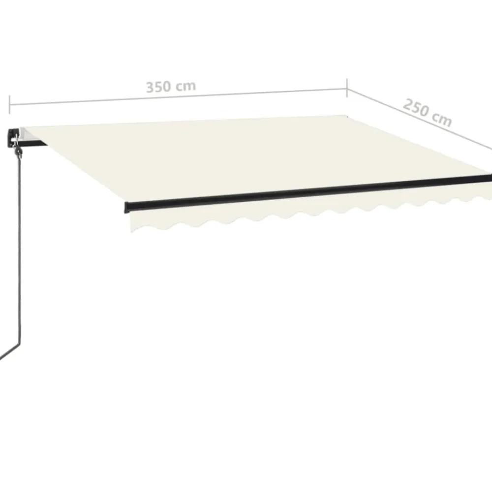 Outlet FinePRICE Manuaalisesti sisäänkelattava markiisi LEDillä 350x250 cm kermanvalkoinen