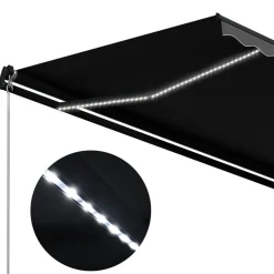 Outlet FinePRICE Manuaalisesti sisäänkelattava markiisi LEDillä 350x250 cm kermanvalkoinen