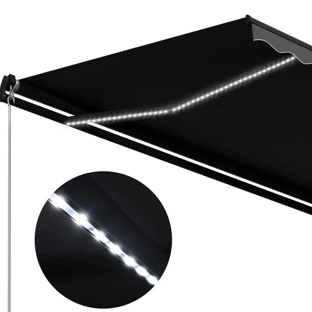 Outlet FinePRICE Manuaalisesti sisäänkelattava markiisi LEDillä 350x250 cm kermanvalkoinen