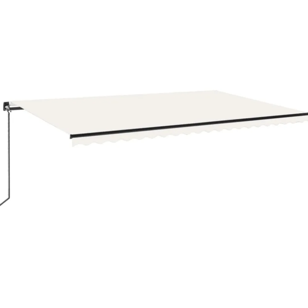Outlet FinePRICE Manuaalisesti sisäänkelattava markiisi LEDillä 350x250 cm kermanvalkoinen
