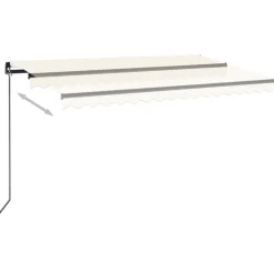 Outlet FinePRICE Manuaalisesti sisäänkelattava markiisi LEDillä 350x250 cm kermanvalkoinen