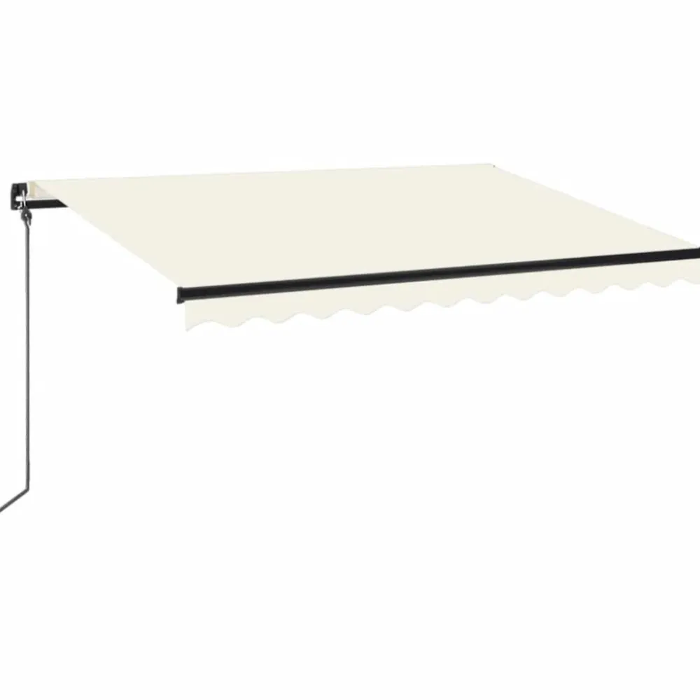 Outlet FinePRICE Manuaalisesti sisäänkelattava markiisi LEDillä 350x250 cm kermanvalkoinen