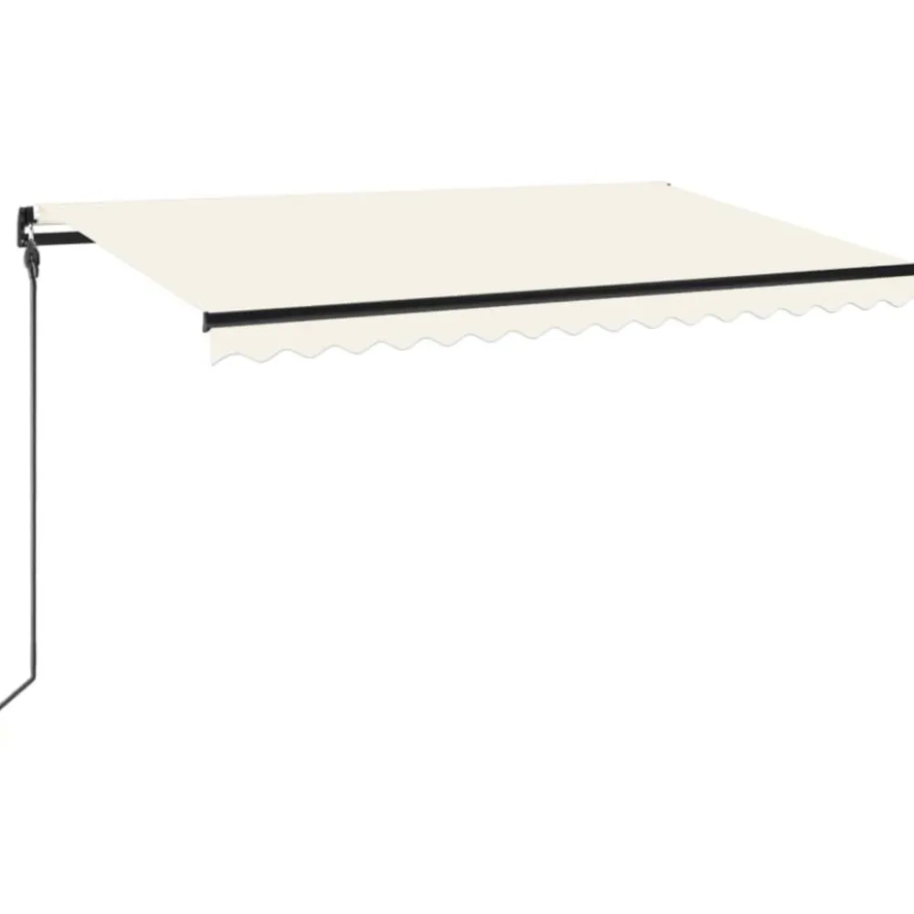 Outlet FinePRICE Manuaalisesti sisäänkelattava markiisi LEDillä 350x250 cm kermanvalkoinen