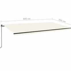 Outlet FinePRICE Manuaalisesti sisäänkelattava markiisi LEDillä 350x250 cm kermanvalkoinen