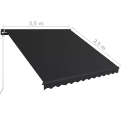 Best FinePRICE Manuaalisesti sisäänkelattava markiisi 1 300x250 cm sininen/valkoinen