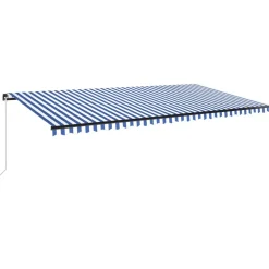 Best FinePRICE Manuaalisesti sisäänkelattava markiisi 1 300x250 cm sininen/valkoinen